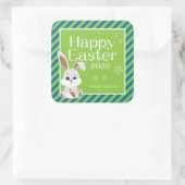 イースターバニーギフトステッカー&ラベル（青い緑） スクエアシール (バッグ)