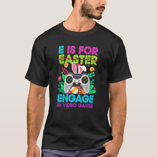 イースターバニーゲームコントローラーハッピーイースター日 Tシャツ (正面)