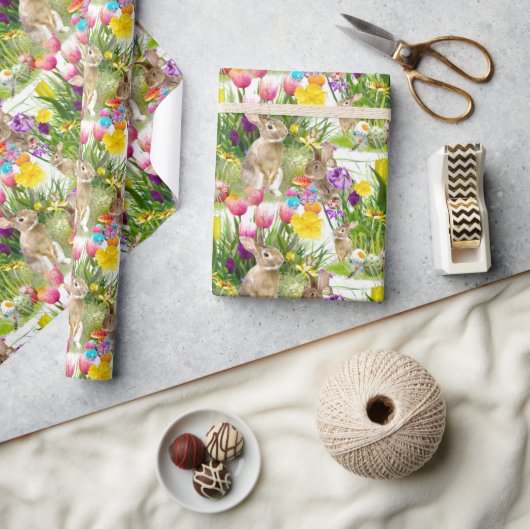 イースターバニーコラージクラフト/ギフトラッピング紙 ラッピングペーパー (クラフト)