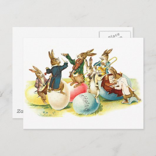 イースターバニーコンサートヴィンテージ シーズンポストカード (正面/裏面)