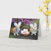 イースターバニーコーギスの挨 カード (黄色い花)