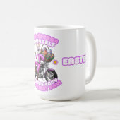 イースターバニーコーヒーバイクもしくは自転車に乗る人マグ – 自分の卵 コーヒーマグカップ (正面右)