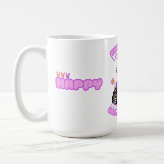 イースターバニーコーヒーバイクもしくは自転車に乗る人マグ – 自分の卵 コーヒーマグカップ (左)