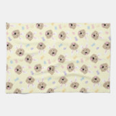 イースターバニーゴールデンレトリバーパターン キッチンタオル (横)