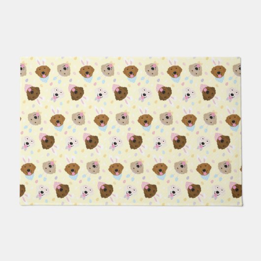 イースターバニーゴールデンレトリバーパターン ドアマット (正面)