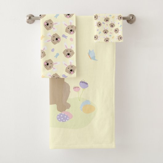 イースターバニーゴールデンレトリバーパターン バスタオルセット (インサイチュ)