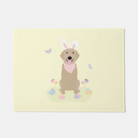 イースターバニーゴールデンレトリバー ドアマット (正面)