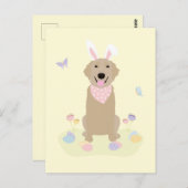 イースターバニーゴールデンレトリバー ポストカード (正面/裏面)