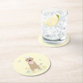 イースターバニーゴールデンレトリバー ラウンドペーパーコースター (インサイチュ)