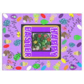 イースターバニーシックエッグパープルレッドグリーン テーブルクロス (正面(横))