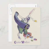 イースターバニーシックバスケット色の卵 シーズンポストカード (正面/裏面)