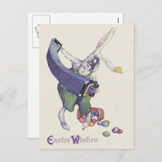 イースターバニーシックバスケット色の卵 シーズンポストカード (正面/裏面)
