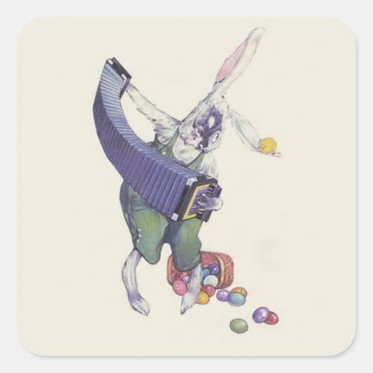 イースターバニーシックバスケット色の卵 スクエアシール (正面)