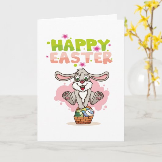 イースターバニーシャツ ガールズ レディース キッズ カード (黄色い花)