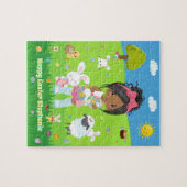 イースターバニージグソーパズルの多文化ガール ジグソーパズル (横)