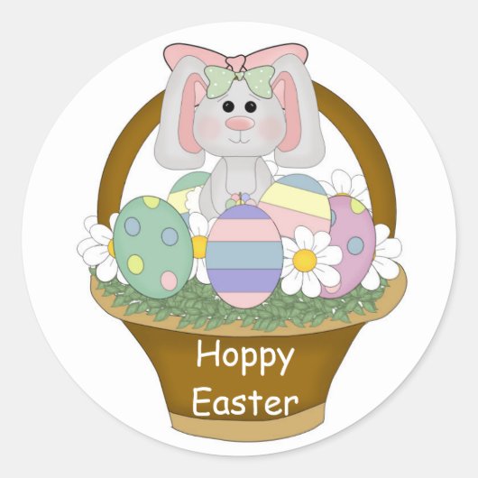 イースターバニーステッカー封筒用シールイースターレター ラウンドシール (正面)