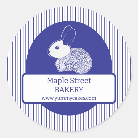 イースターバニーストライプオンブルービジネスラベル ラウンドシール (正面)