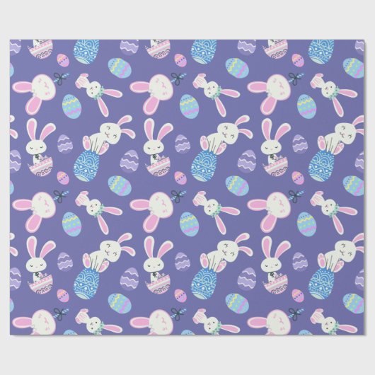 イースターバニーズアンドエッグイラストレーション ラッピングペーパー (フラット)
