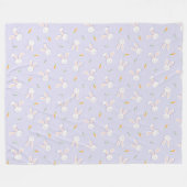 イースターバニーズアンドキャロッツ春ラベンダー フリースブランケット (正面(横))