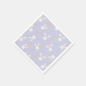 イースターバニーズアンドキャロツラベンダー春 スタンダードカクテルナプキン (角)