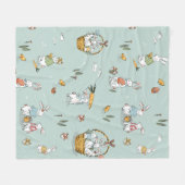 イースターバニーズエッグ狩りファミリー フリースブランケット (正面(横))