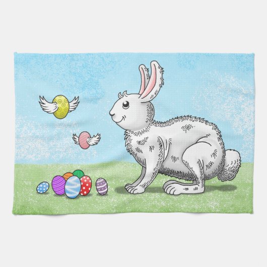 イースターバニーズエッグ狩り キッチンタオル (横)