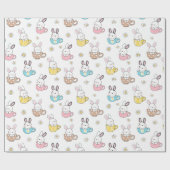 イースターバニーズティーカップとデイジー ラッピングペーパー (フラット)