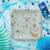 イースターバニーズパターンエッグとニンジン狩りカスタム ペーパープレート (パーティー)