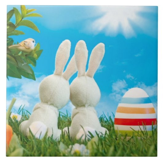 イースターバニーセラミックスタイル タイル (正面)