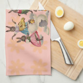 イースターバニーチキンバニーエッグ キッチンタオル (四つ折り)