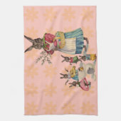 イースターバニーチキンバニーエッグ キッチンタオル (縦)