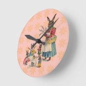 イースターバニーチキンバニーエッグ ラウンド壁時計 (傾斜)