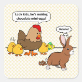 イースターバニーチョコレートユーモア スクエアシール (正面)