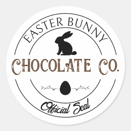 イースターバニーチョコレート会社の公式シール ラウンドシール (正面)