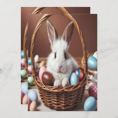 イースターバニーチョコレート卵 招待状 (正面/裏面)