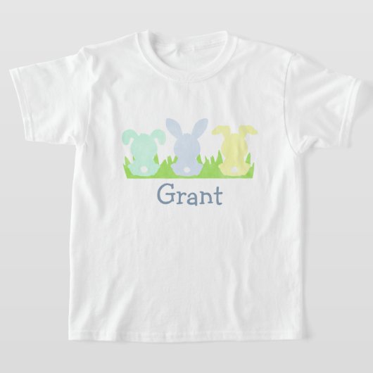 イースターバニートリオ、パステルウォーターカラーボーイズ Tシャツ (レイダウン)