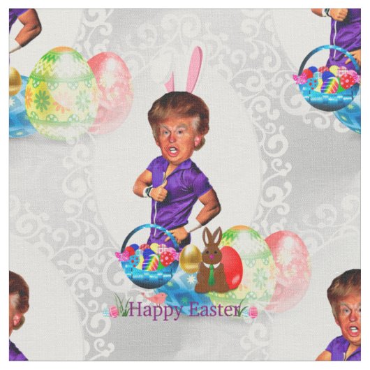 イースターバニードナルドトランプ生地 ファブリック (クローズアップ)