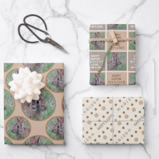 イースターバニーニュートラル水玉模様パーソナライズされた ラッピングペーパーシート