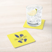 イースターバニーハッピーイースターブルーとイエロー スクエアペーパーコースター (インサイチュ)