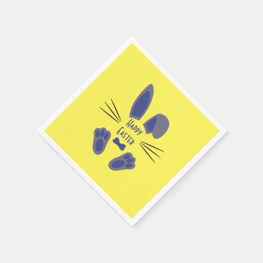イースターバニーハッピーイースターブルーとイエロー スタンダードカクテルナプキン (角)