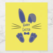 イースターバニーハッピーイースターブルーとイエロー ワインラベル (シングルラベル)