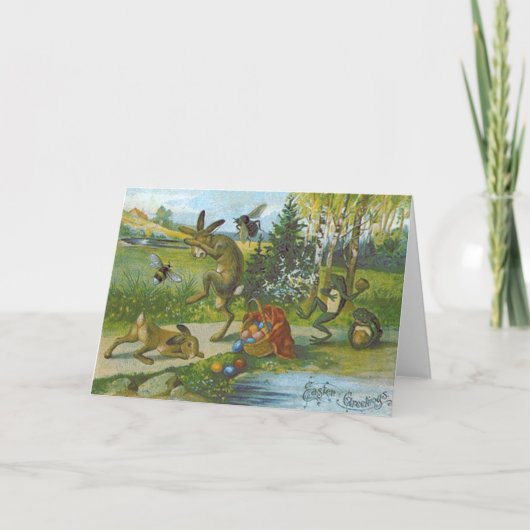 イースターバニーバスケットカラーエッグカエル シーズンカード (正面)