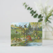 イースターバニーバスケットカラーエッグカエル シーズンポストカード (スタンド正面)