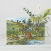 イースターバニーバスケットカラーエッグカエル 招待状 (スタンド正面)