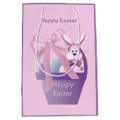 イースターバニーバスケットガールメド ミディアムペーパーバッグ (正面)