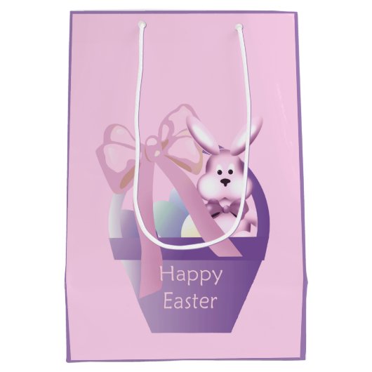 イースターバニーバスケットガールメド ミディアムペーパーバッグ (裏面)