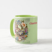 イースターバニーバスケット春の花名の追加 マグカップ (正面左)