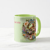 イースターバニーバスケット春の花名の追加 マグカップ (正面右)