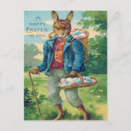 イースターバニーバスケット色卵 シーズンポストカード