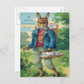 イースターバニーバスケット色卵 シーズンポストカード (正面/裏面)